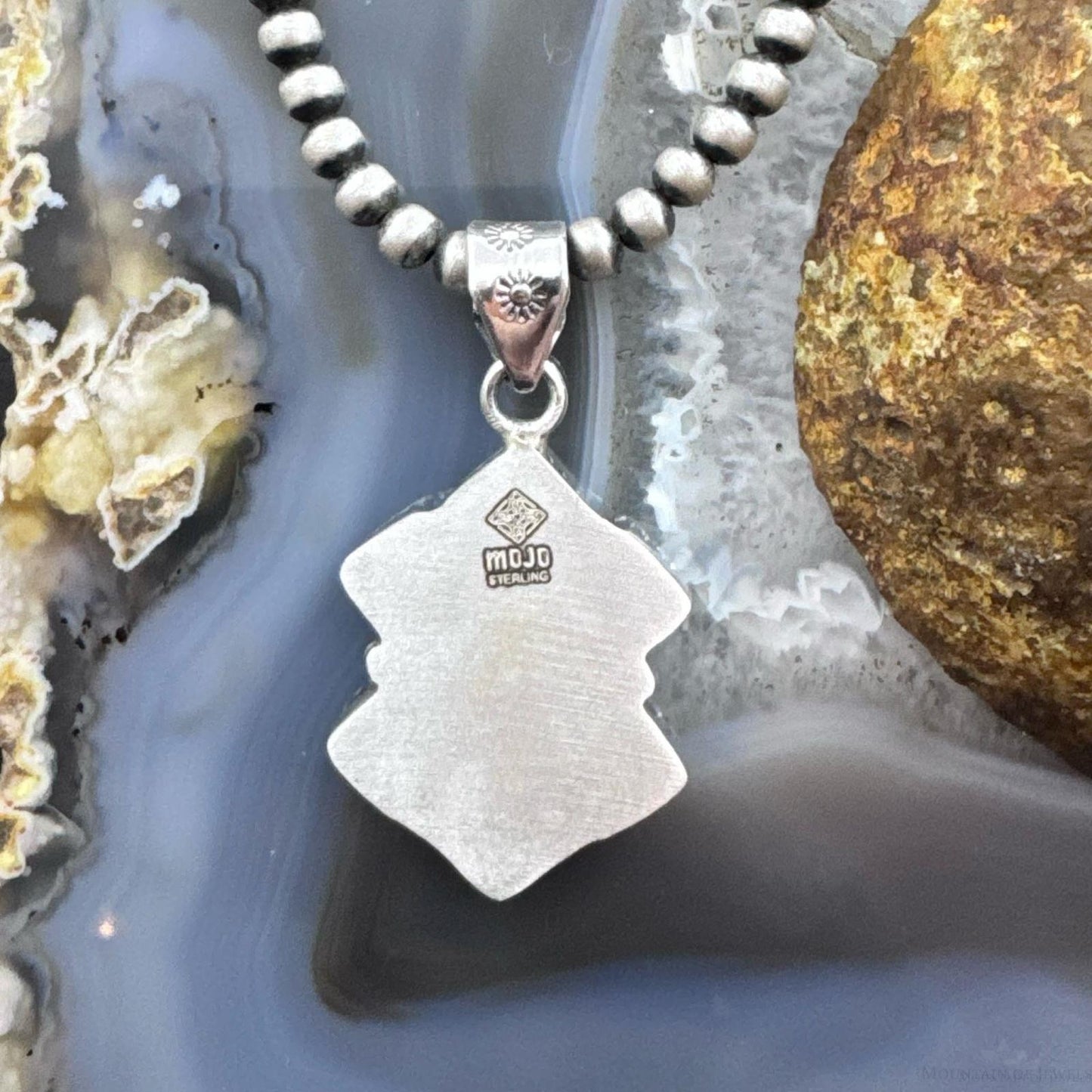 Sterling Silver Southwestern Style 7 SquareTurquoise Pendant For Women