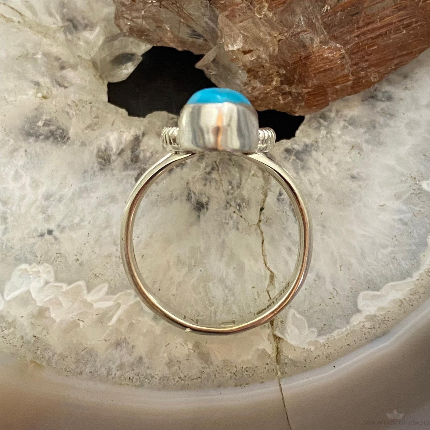 Native American Sterling Round Spiny Oyster Teardrop Kingman Turquoise Size 8.5