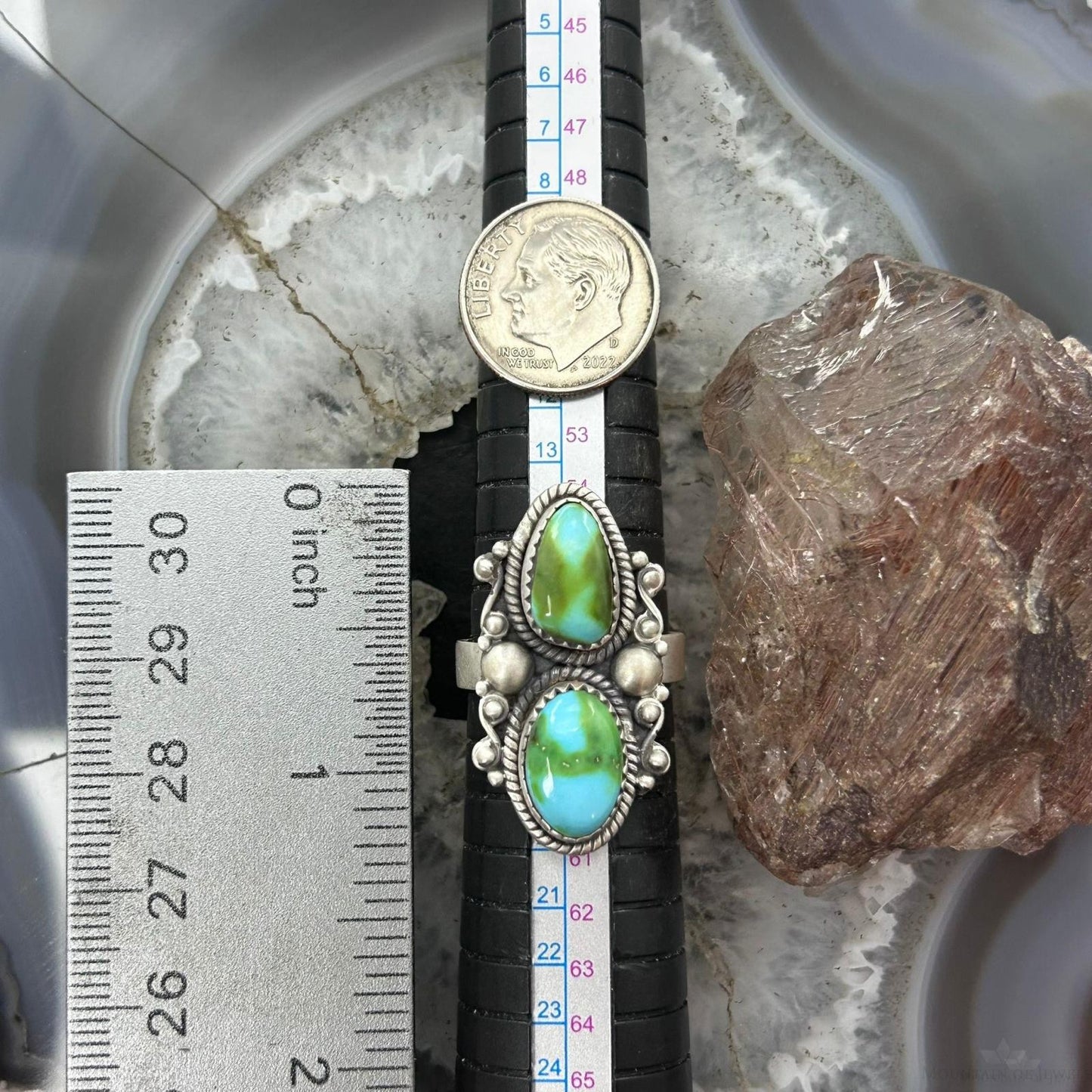 Sterling Silver Southwestern Style 2 Sonora Gold Turquoise Adjustable Ring For Women #6