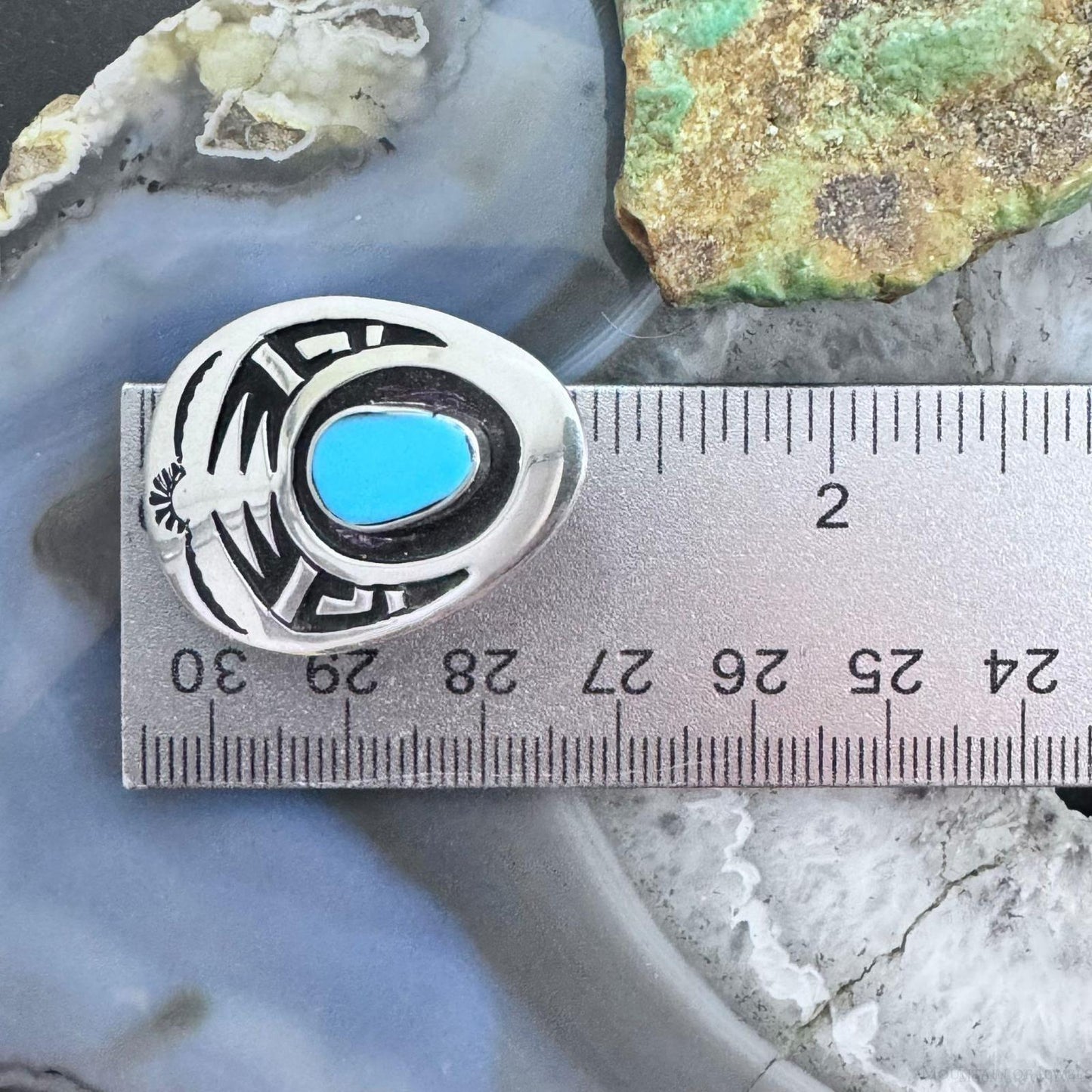 Abraham Begay Native American Sterling Silver Turquoise Overlay Post Earrings For Women