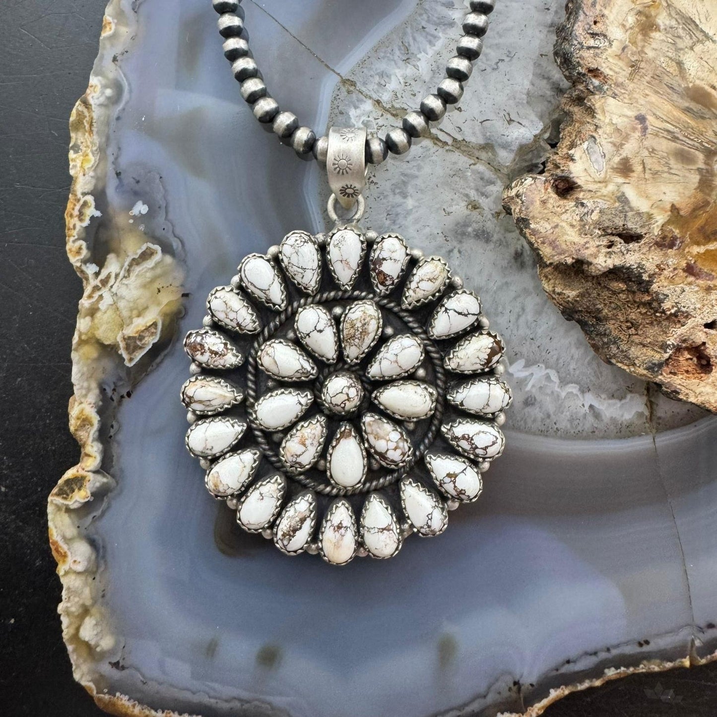 Sterling Silver Southwestern Style Teardrop Wild Horse Cluster Pendant For Women