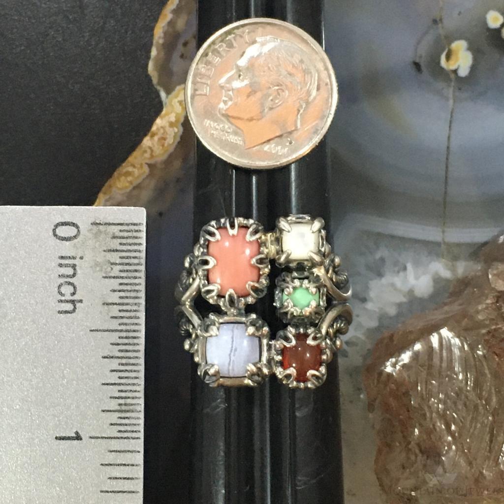 Carolyn Pollack Vintage Sterling Silver Multi-gemstone Decorated Ring For Women