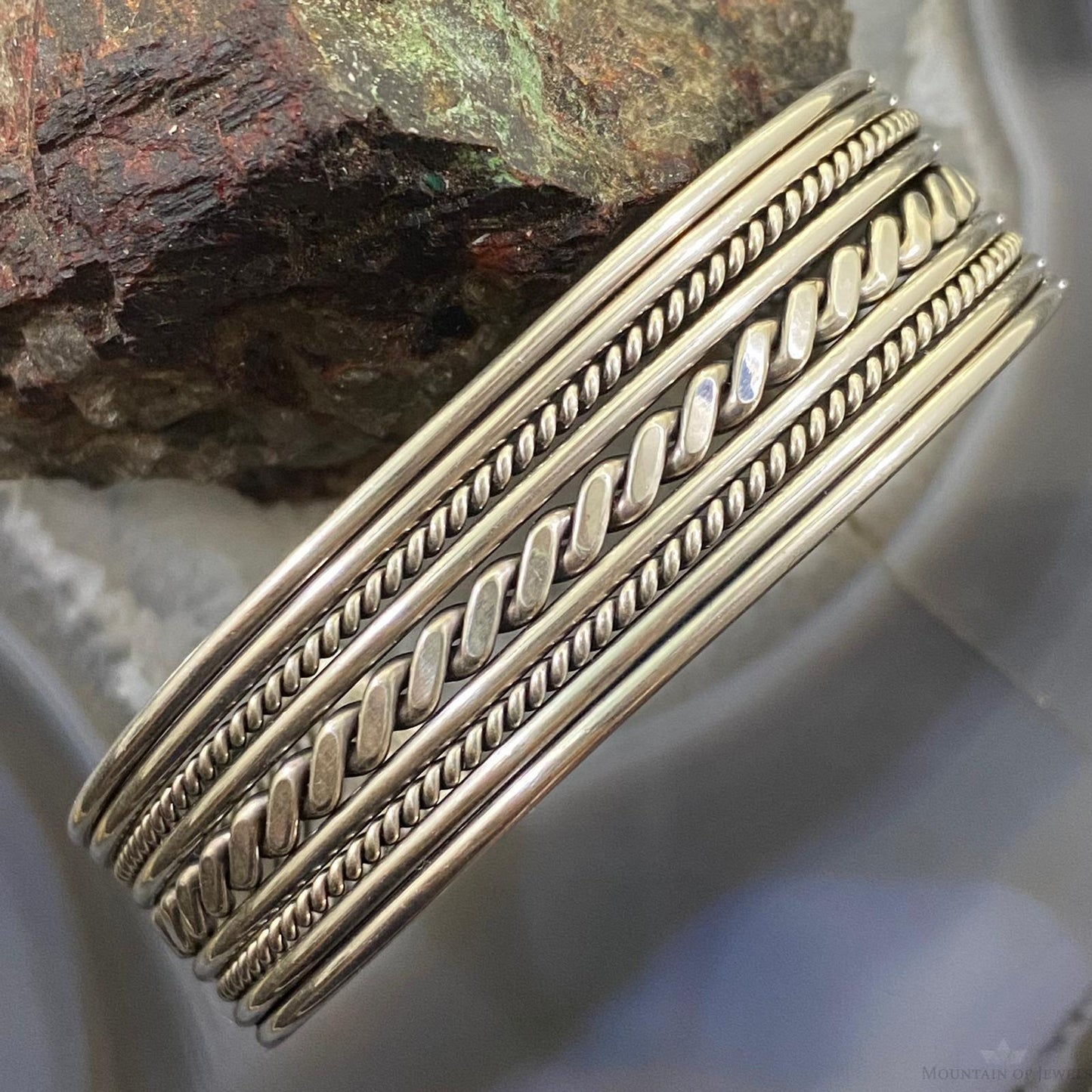 Vintage Native American Sterling Silver Rope Bracelet For Women