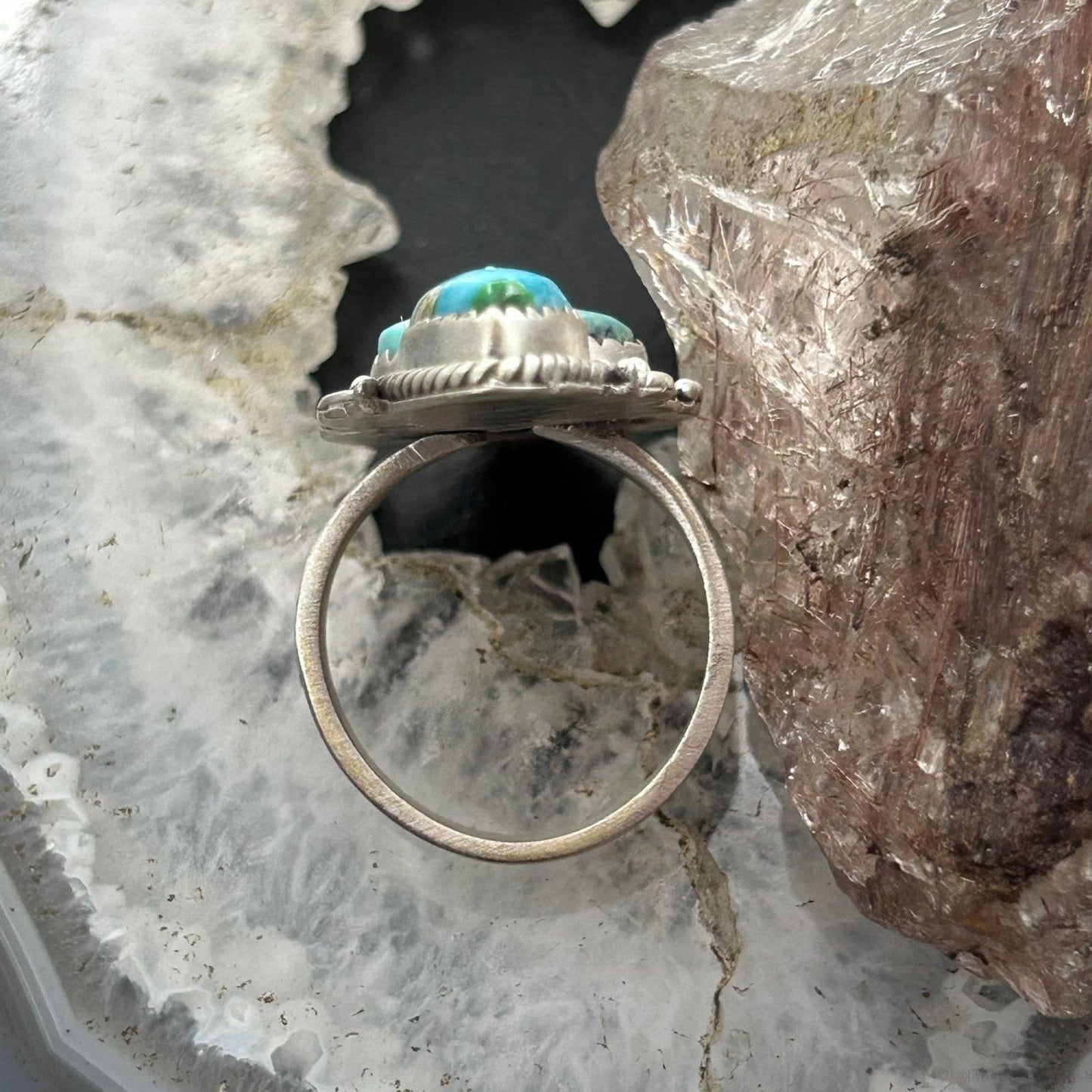 Sterling Silver Southwestern Style 3 Sonora Gold Turquoise Adjustable Ring For Women #1
