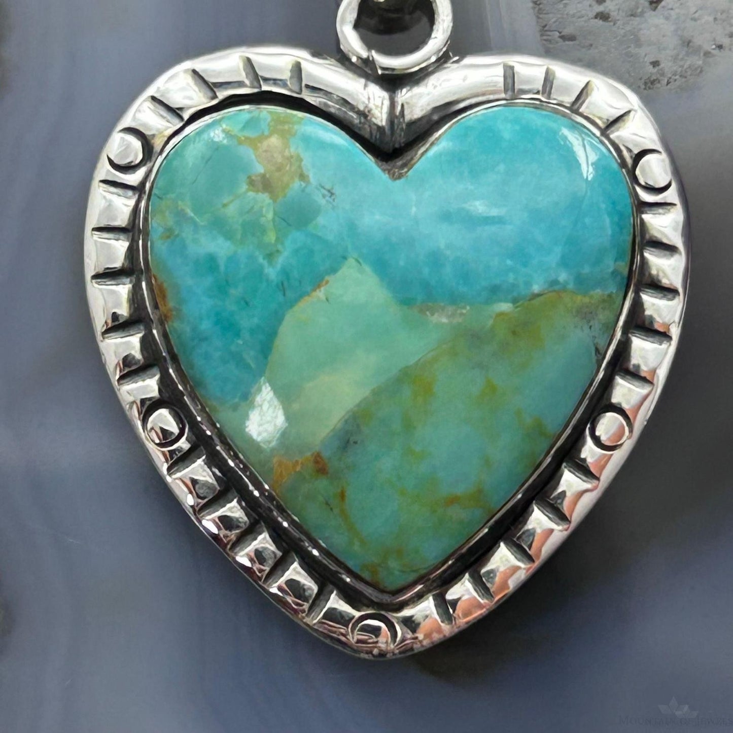 Sterling Silver Southwestern Style Turquoise Decorated Heart Pendant For Women