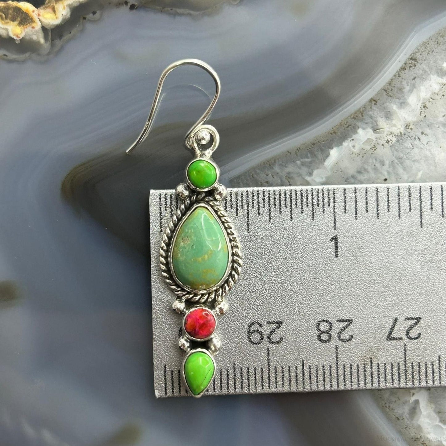 Sterling Silver Southwestern Style Multistone Dangle Earrings For Women #3