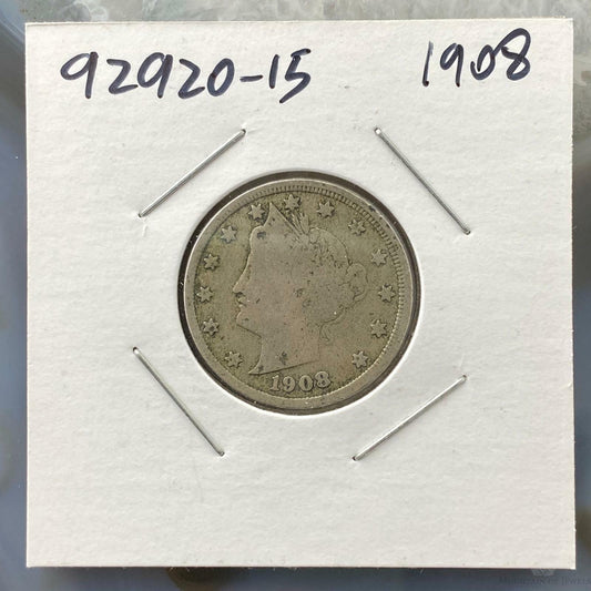 1908 US 5 Cents Liberty Head Nickel Antique Collectible Coin #92920-15
