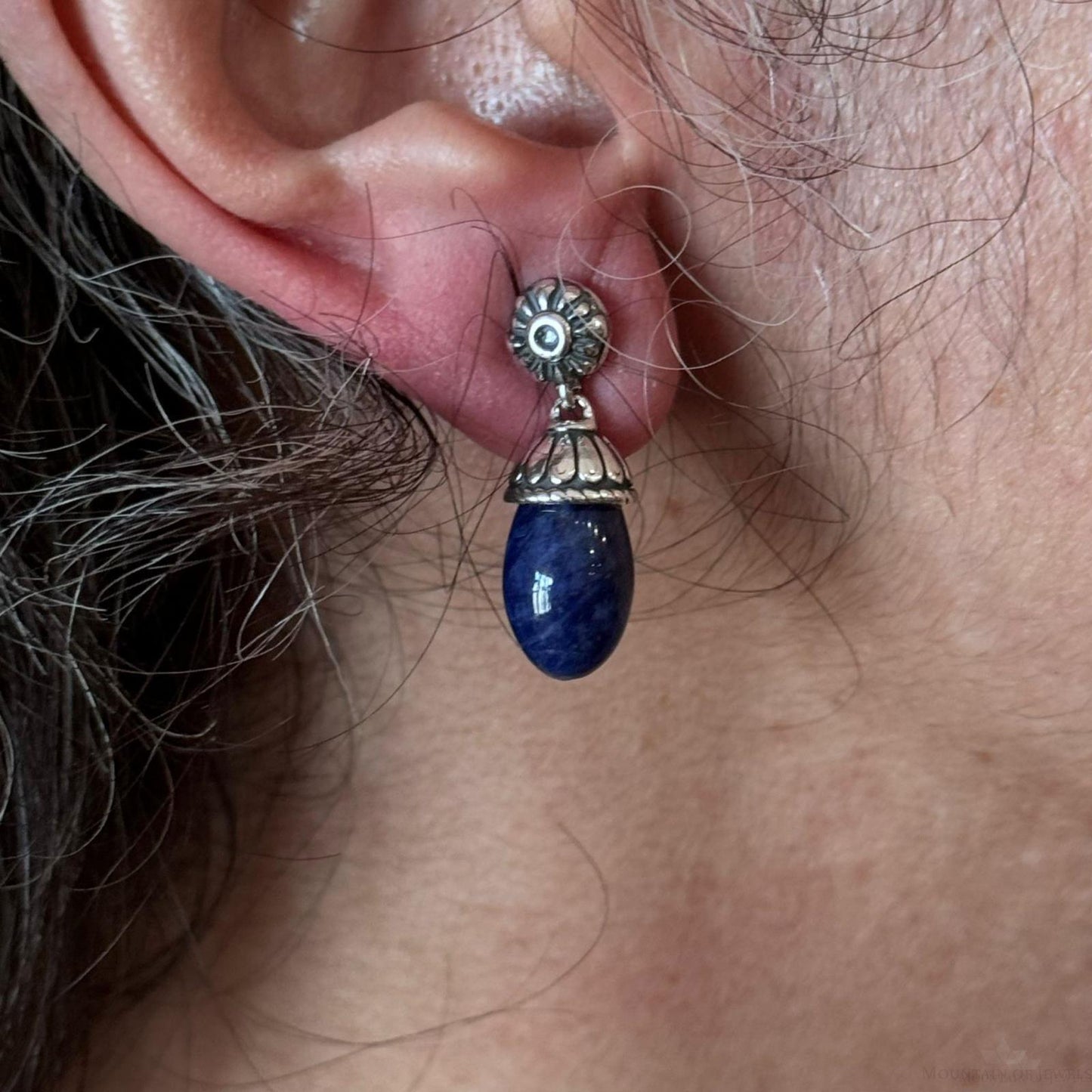 Carolyn Pollack Sterling Silver Oval Sodalite Post Dangle Earrings For Women