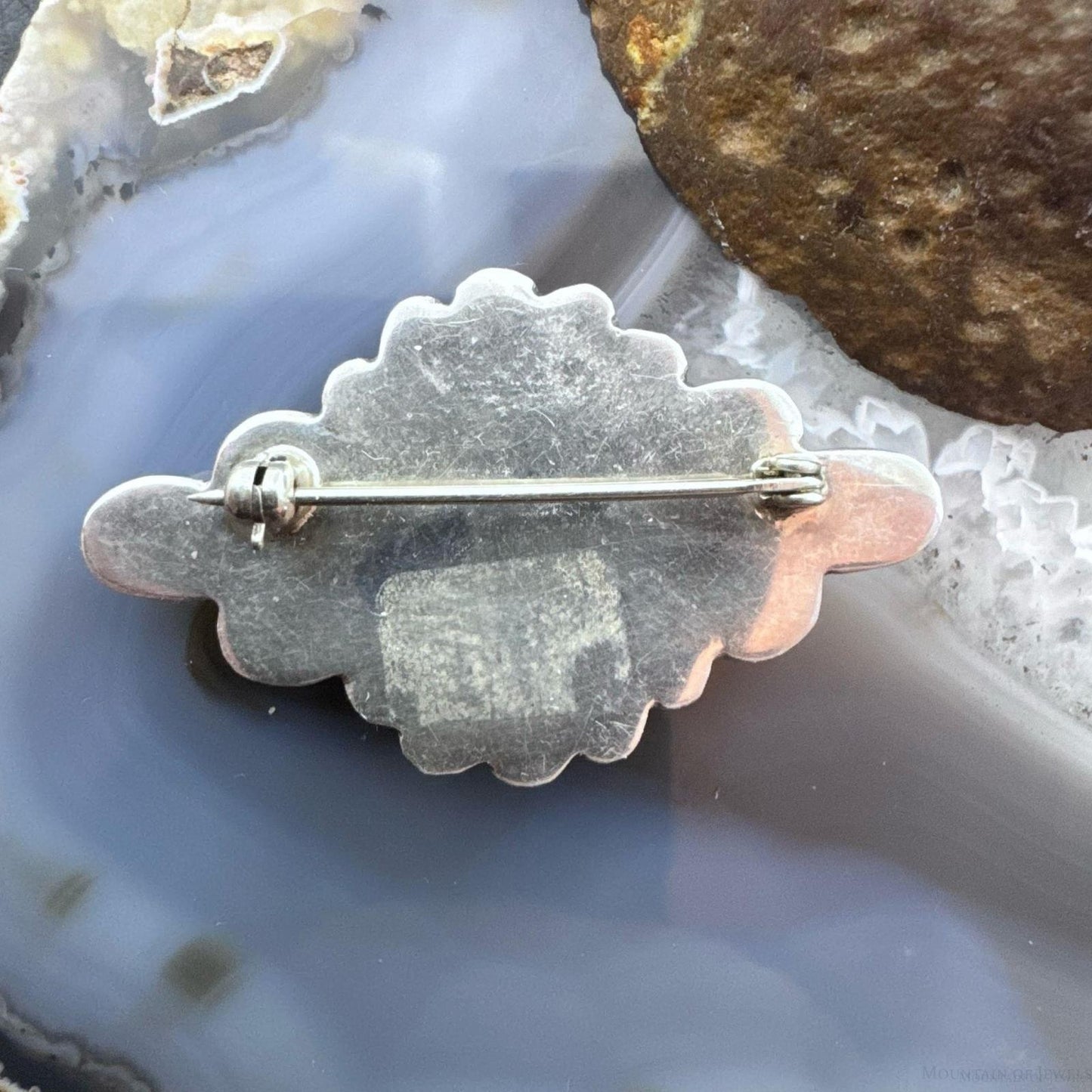 Ron Wesley Vintage Sterling Silver Southwestern Multi Gemstones Brooch For Women
