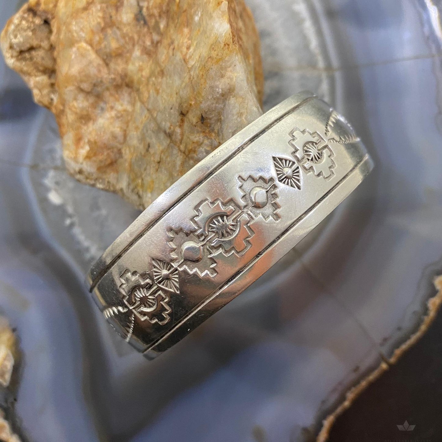 Vintage Native American Sterling Stamped With SW Motifs Bracelet For Women