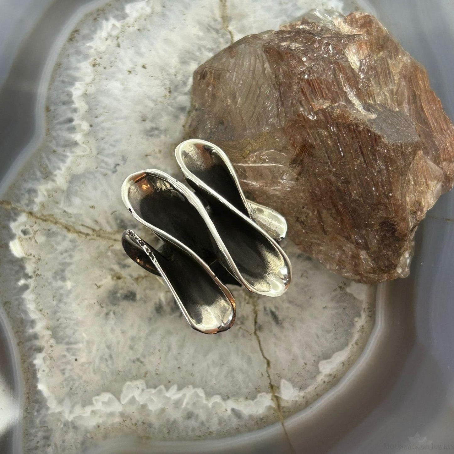 Sterling Silver Wave Design Modern Fashion Ring Sz 9.75 For Women, Taxco Mexico