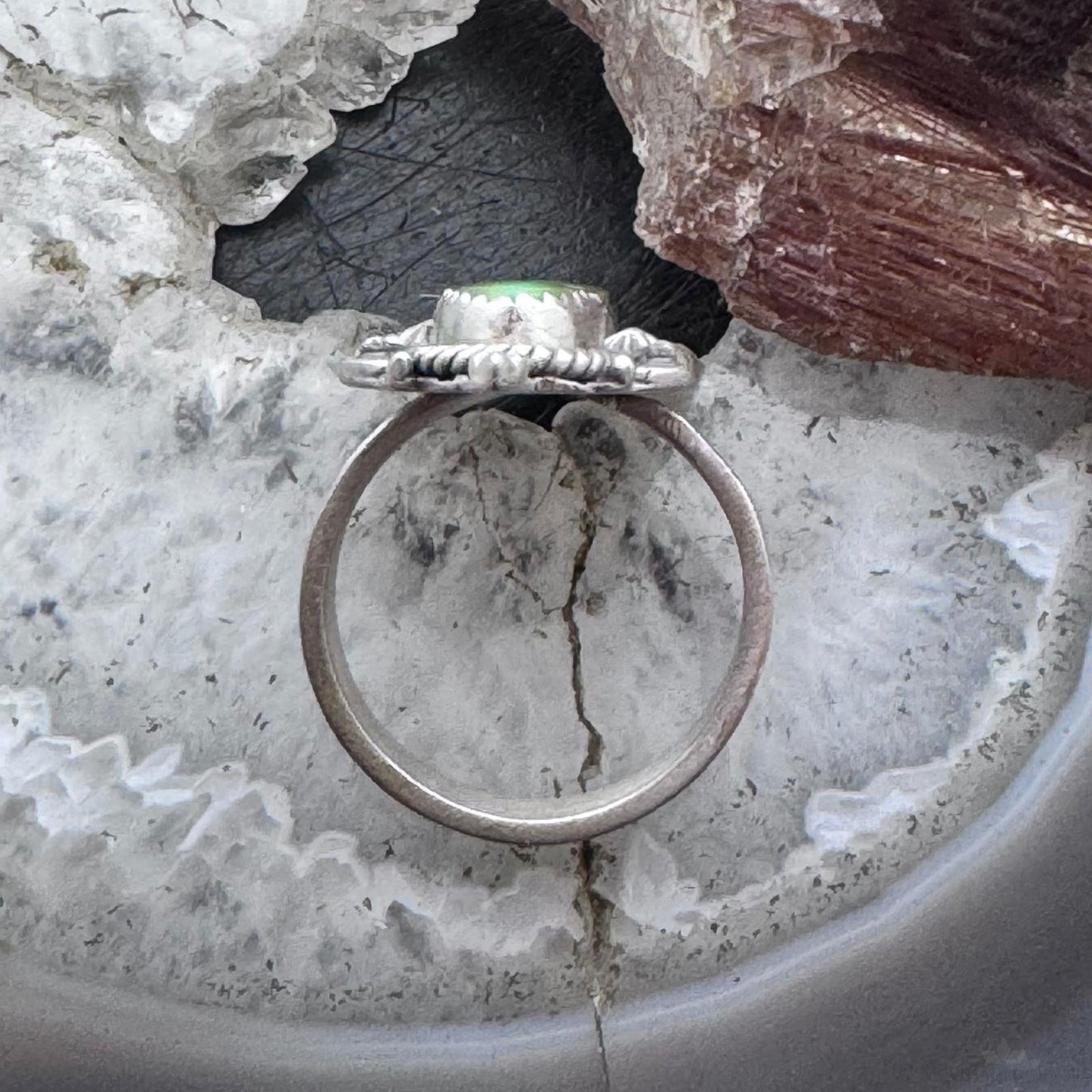 Sterling Silver Southwestern Style 2 Sonora Gold Turquoise Decorated Adjustable Ring For Women
