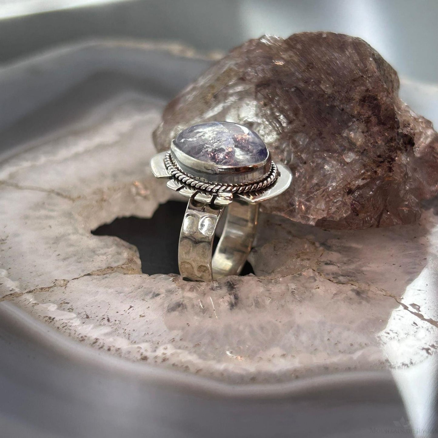 Sterling Silver Southwestern Style Teardrop Purple Rain Ring Size 8.5 For Women