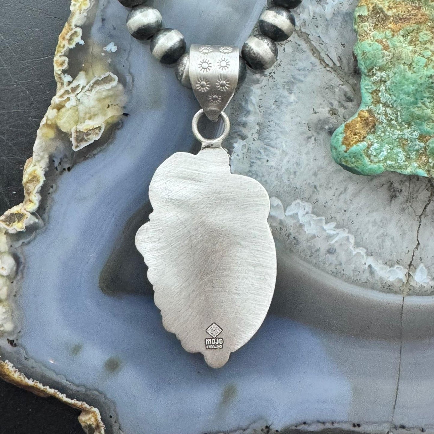 Sterling Silver Southwestern Style Oval River Jasper Decorated Pendant For Women