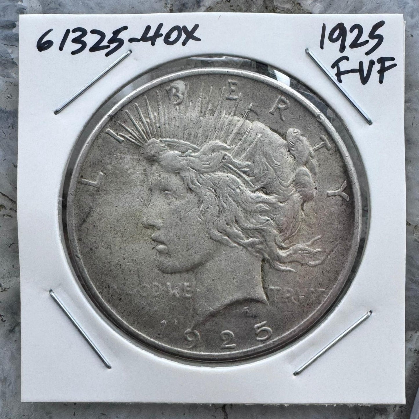 1925 US 90% Peace Silver Dollar F-VF #61325-4OX