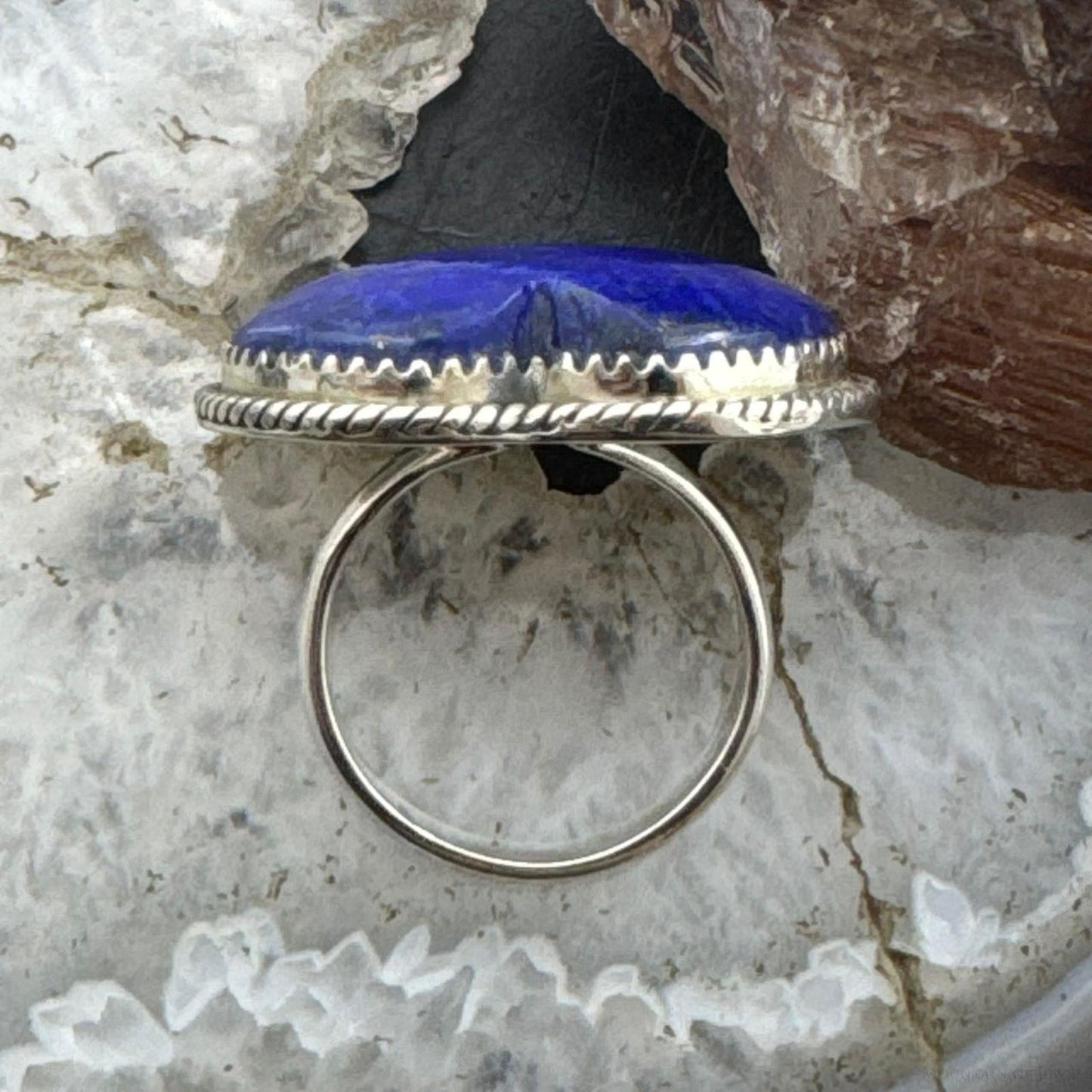 Sterling Silver Southwestern Style Lapis Heart Ring For Women