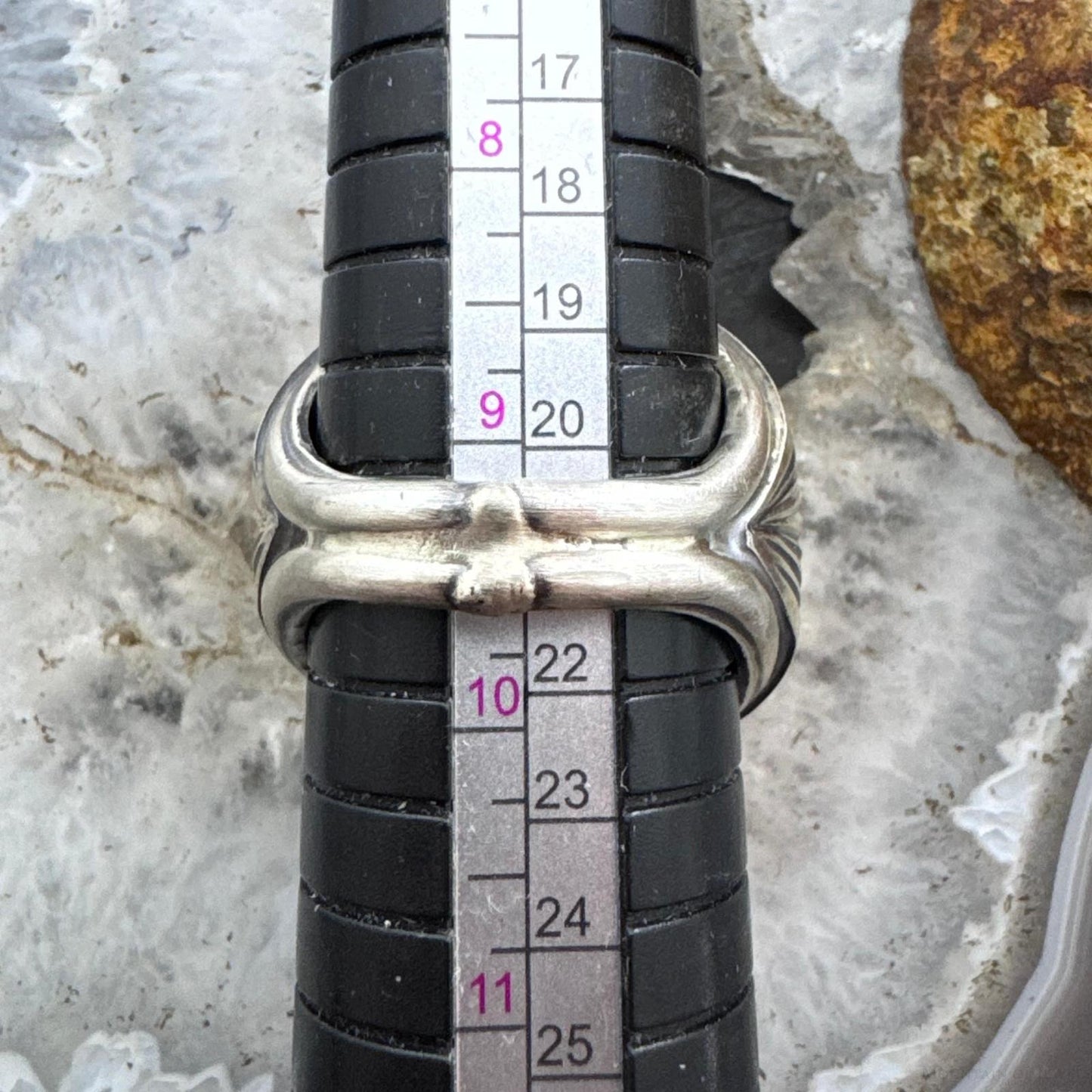 Native American Sterling Silver Oval Lander Turquoise Shield Ring Size 9.5 For Men