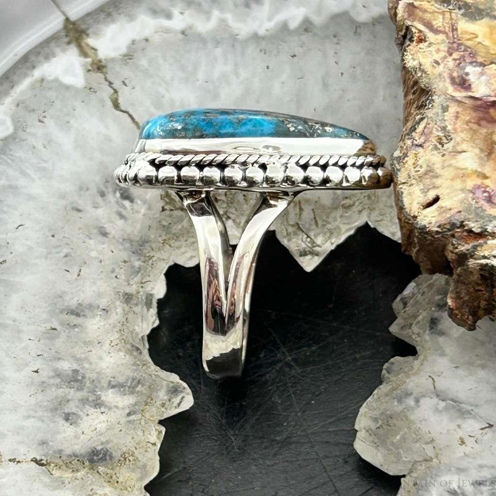 Sterling Silver Southwestern Style Teardrop Shattuckite Decorated Ring Size 6.5 For Women