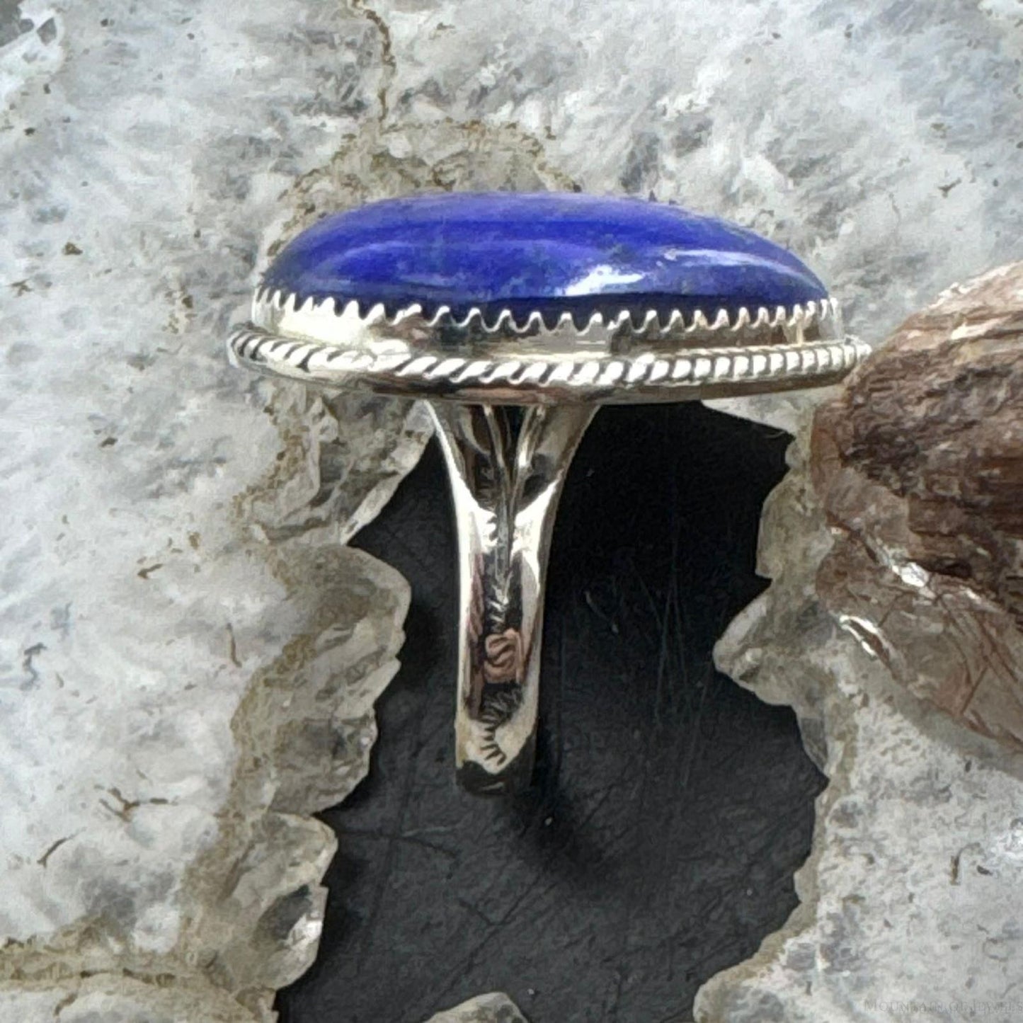 Sterling Silver Southwestern Style Lapis Heart Ring For Women