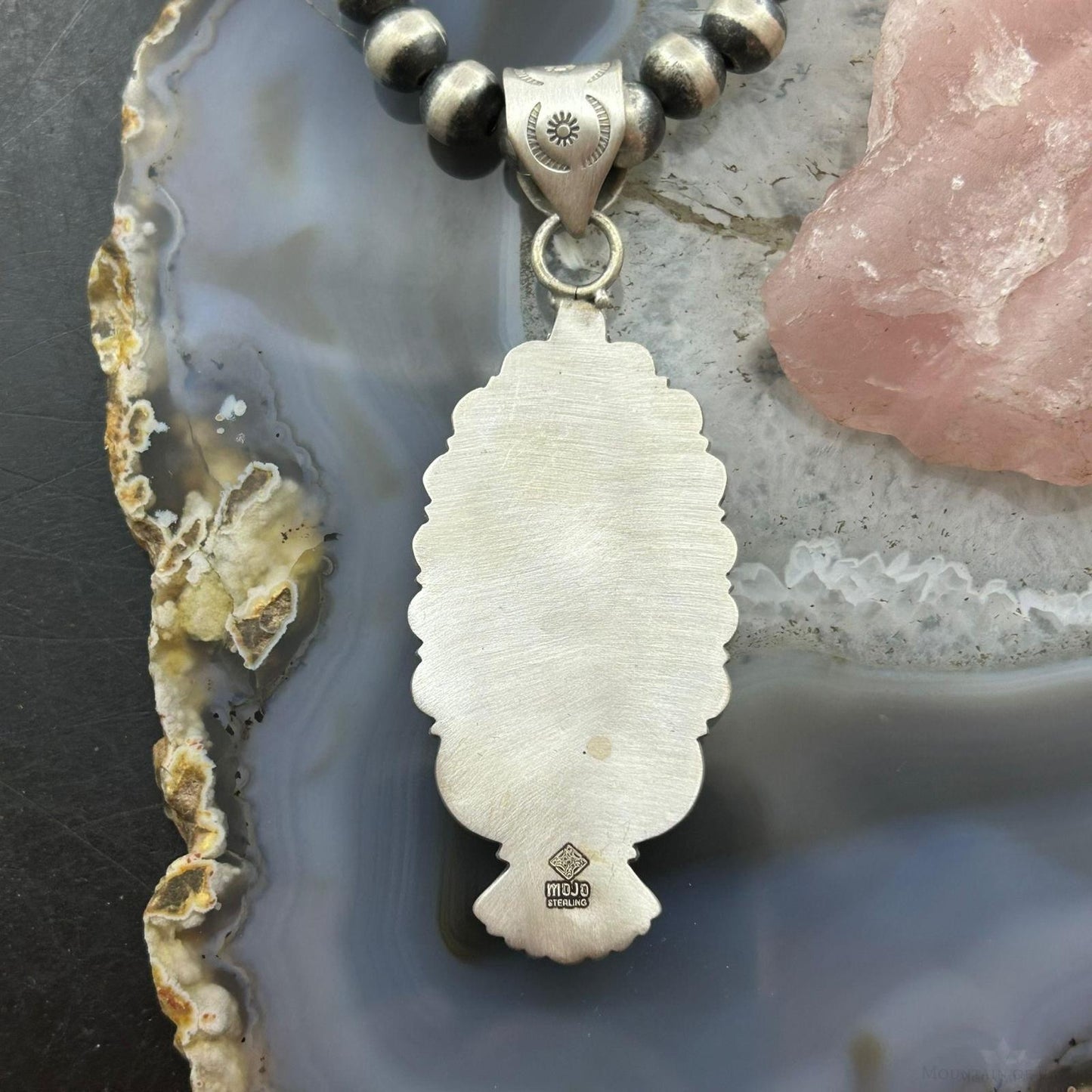 Sterling Silver Southwestern Style Oval Shattuckite Decorated Pendant For Women