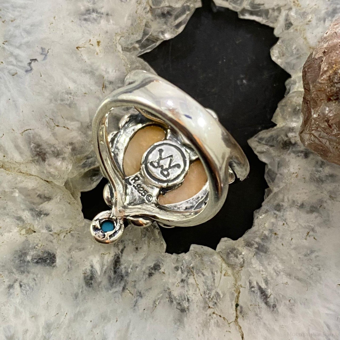 Carolyn Pollack Sterling Silver Orange Spiny Oyster Heart & Turquoise Decorated Ring For Women, Variety of Sizes