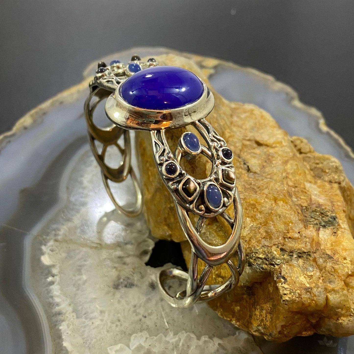 Carolyn Pollack Sterling Silver Lapis & Multi Gemstone Decorated Bracelet For Women