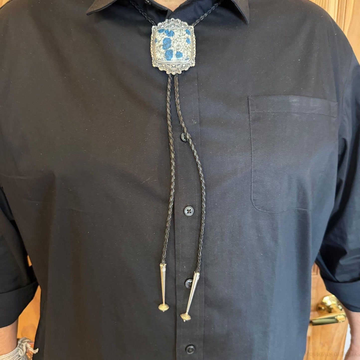 Sterling Silver Southwestern Style Large Square K2 Jasper Bolo Tie For Men