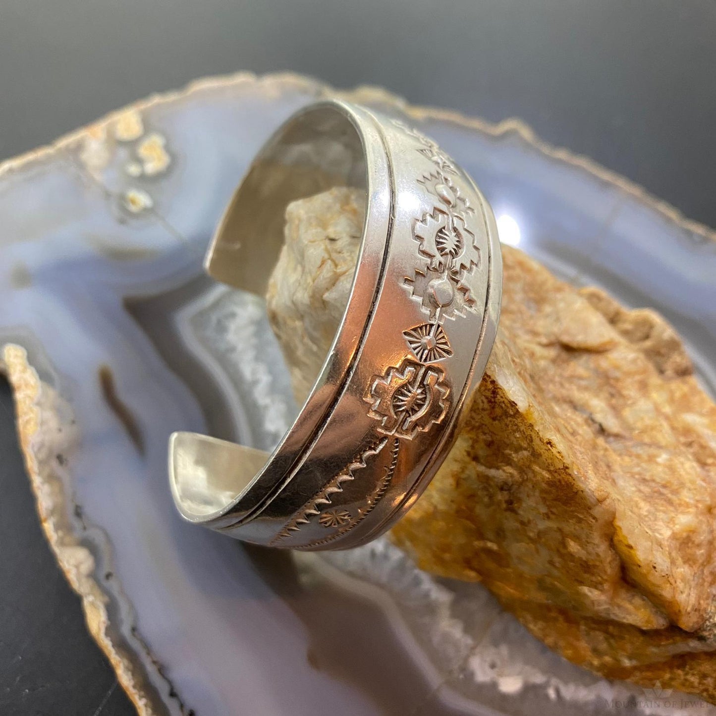 Vintage Native American Sterling Stamped With SW Motifs Bracelet For Women