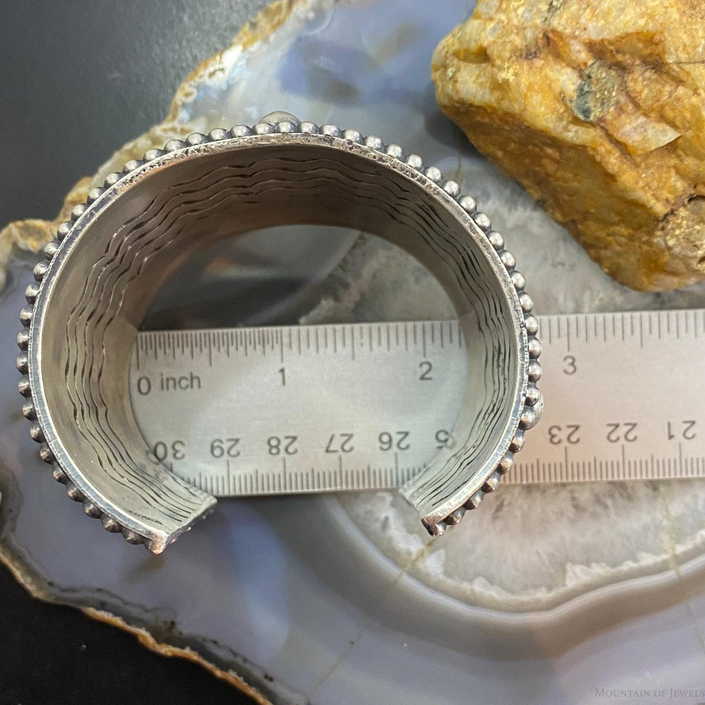 Tawney Cruz-Willie Native American Sterling Wide Decorated Bracelet For Women