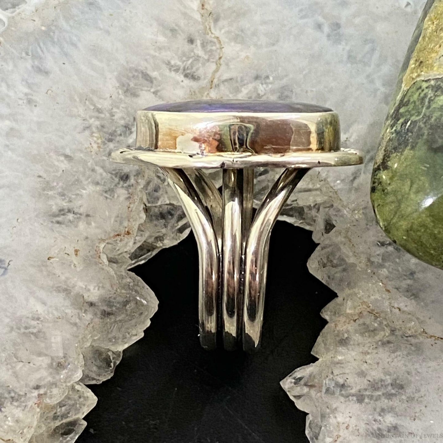 Native American Sterling Silver Oval Charoite Ring Size 8.25 For Women