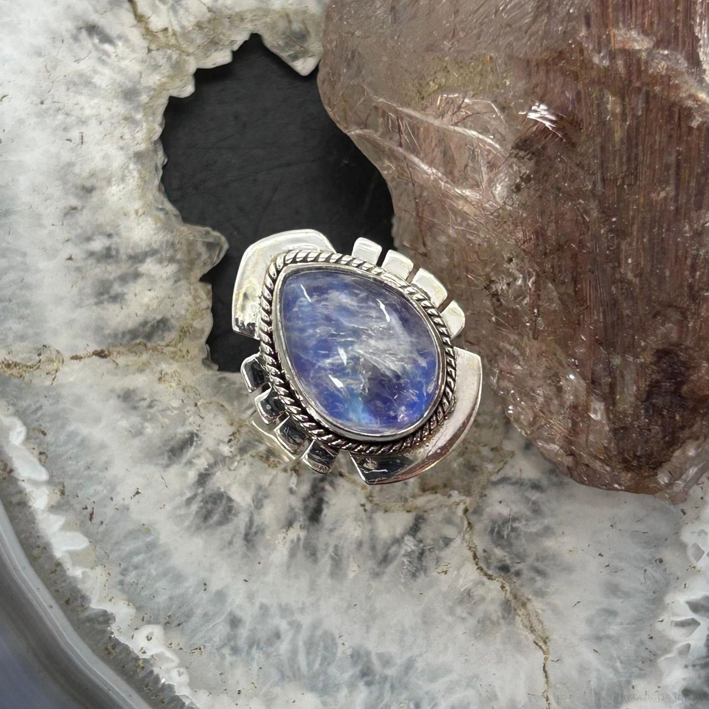 Sterling Silver Southwestern Style Teardrop Purple Rain Ring Size 8.5 For Women