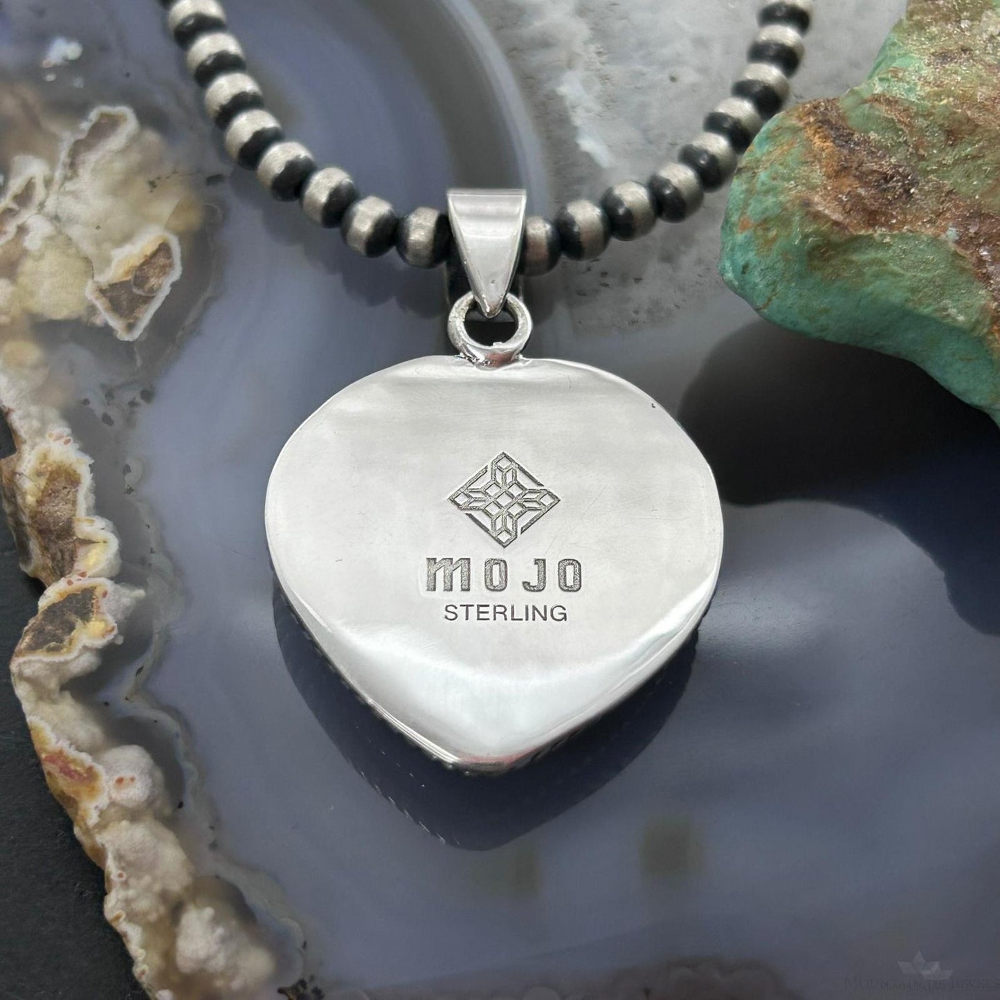 Sterling Silver Southwestern Style White Buffalo Heart Pendant For Women #1