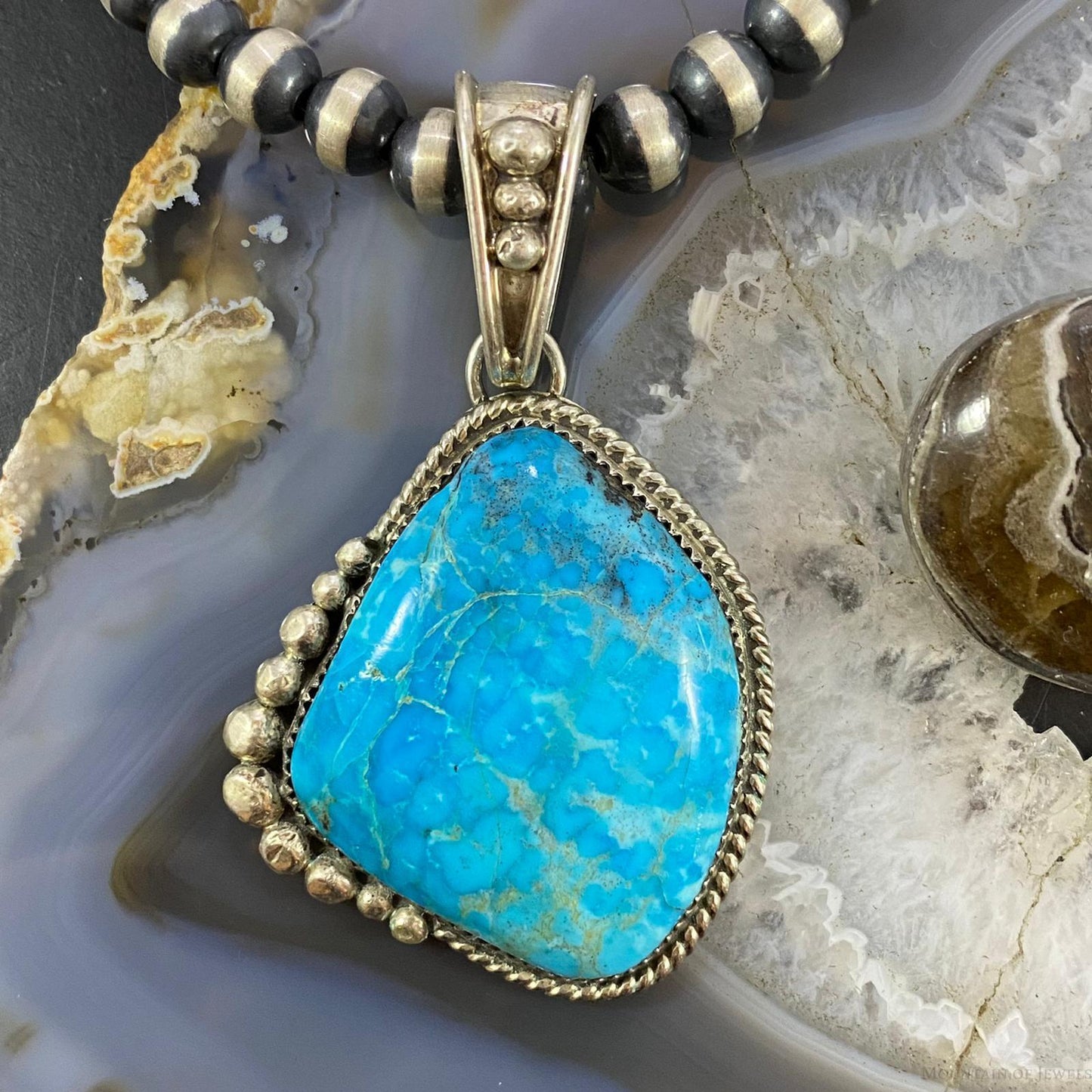 Daniel Etsitty Vintage Sterling Silver High Grade Turquoise Unisex Pendant
