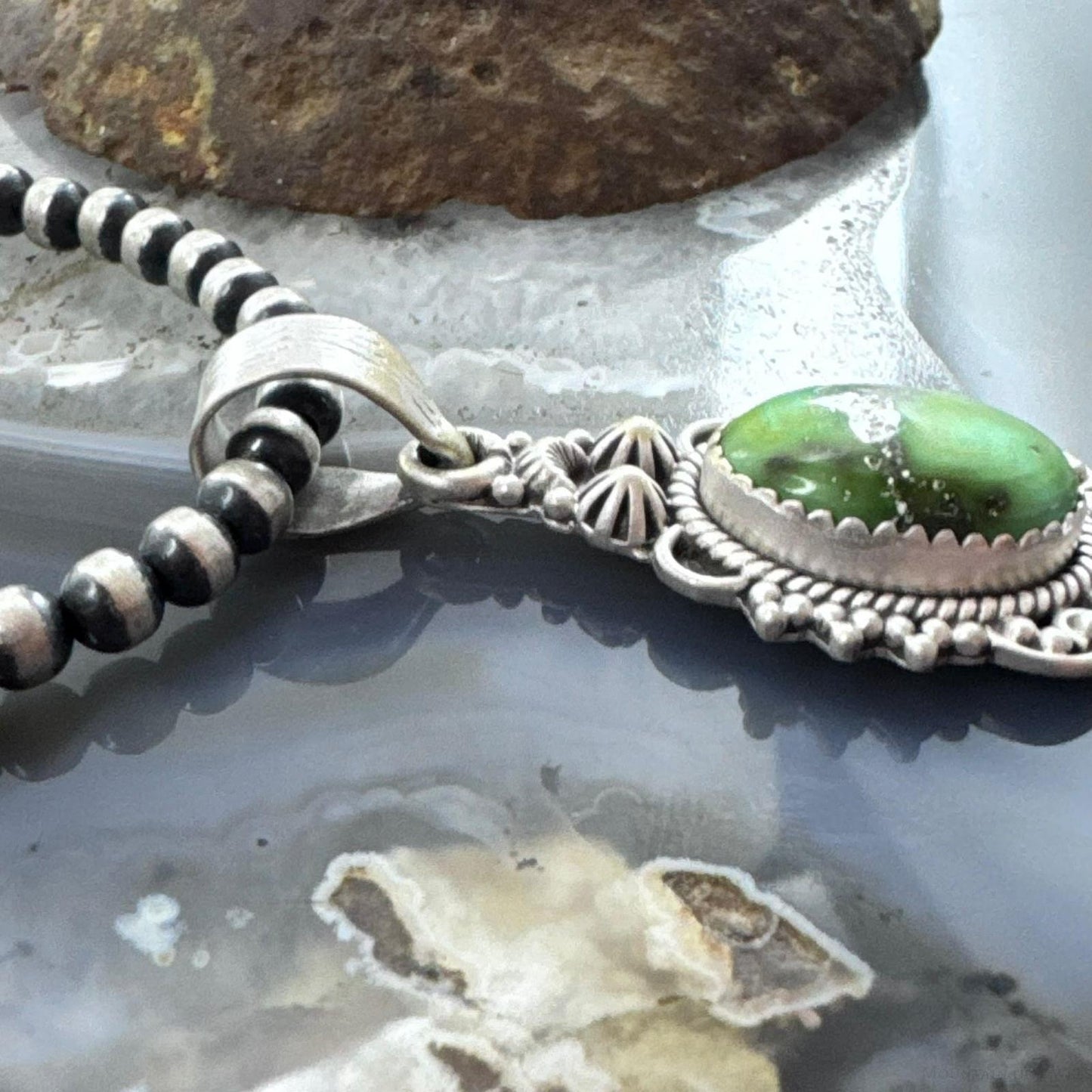 Sterling Silver Southwestern Style Sonora Gold Turquoise Decorated Pendant For Women