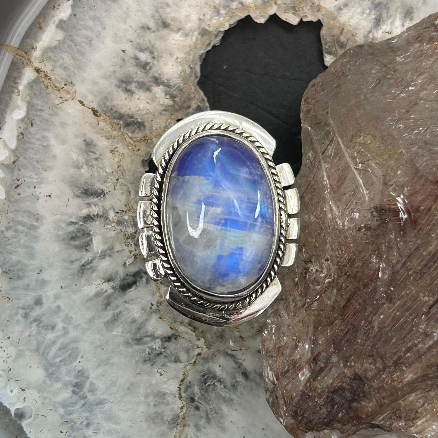 Sterling Silver Southwestern Style Oval Purple Rain Ring Size 7 For Women