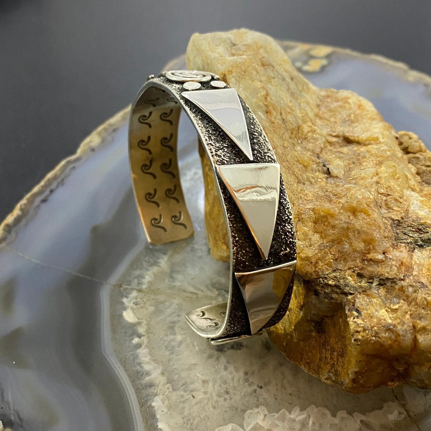 Alex Sanchez Native American Sterling Silver Petroglyph Bracelet For Women #4