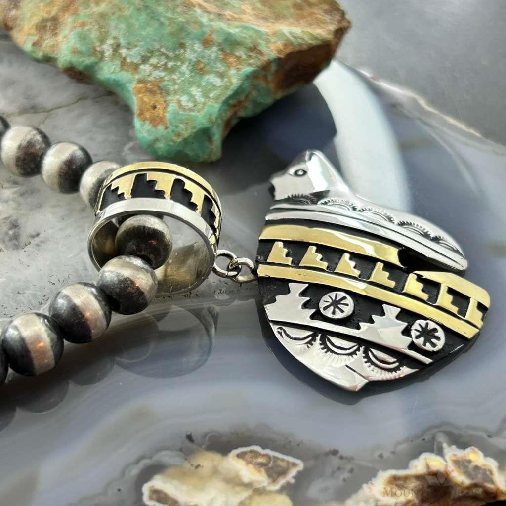 Tommy & Rosita Singer Native American Sterling Silver & GF Overlay Unisex Bear Pendant