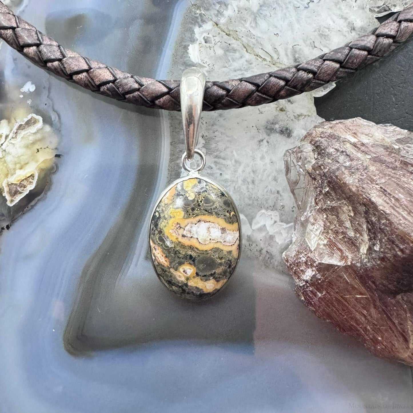 Carolyn Pollack Vintage Sterling Silver Oval Jasper Enhancer Pendant For Women #1