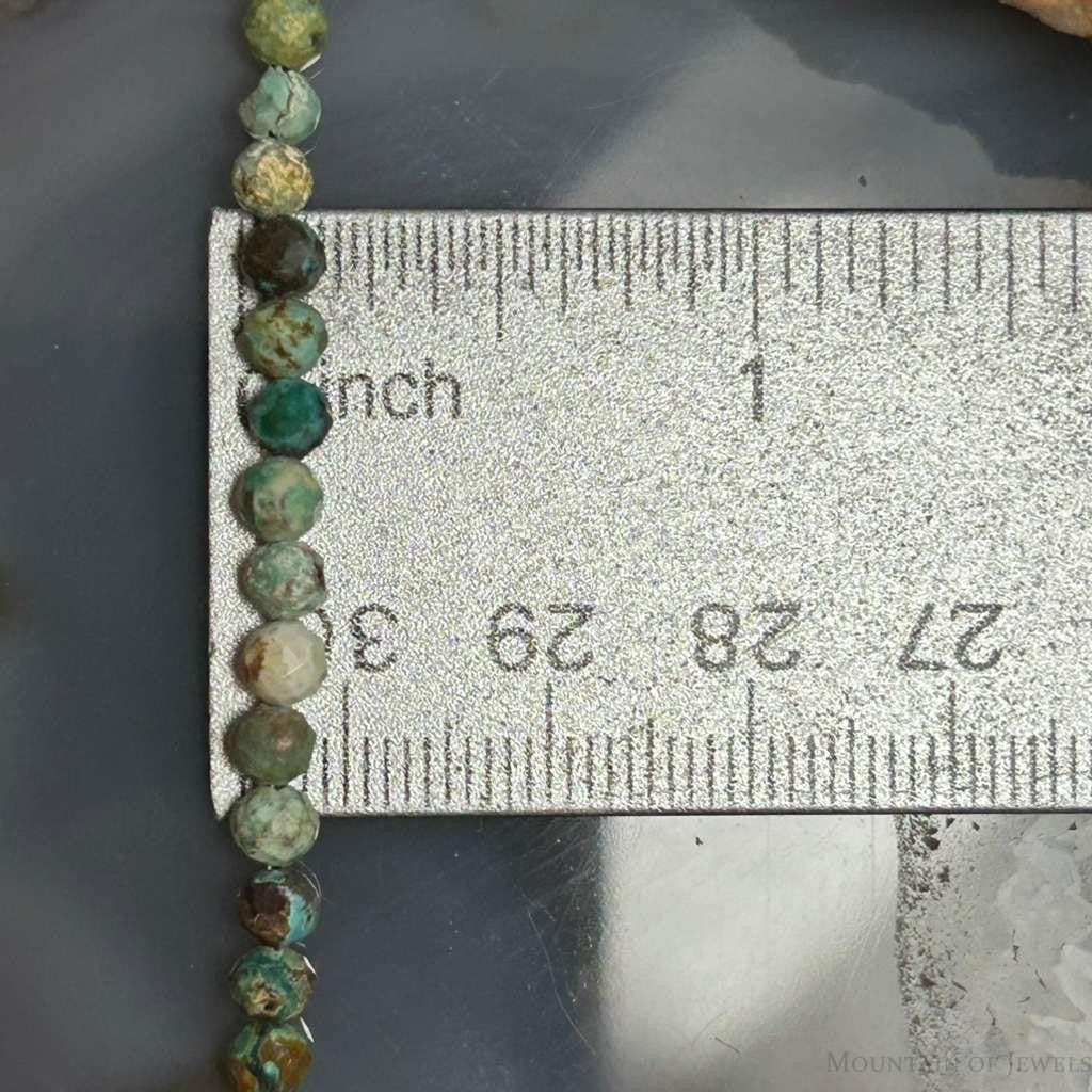 Sterling Silver Southwestern Style Faceted 4mm Hubai Turquoise 22" Necklace For Women