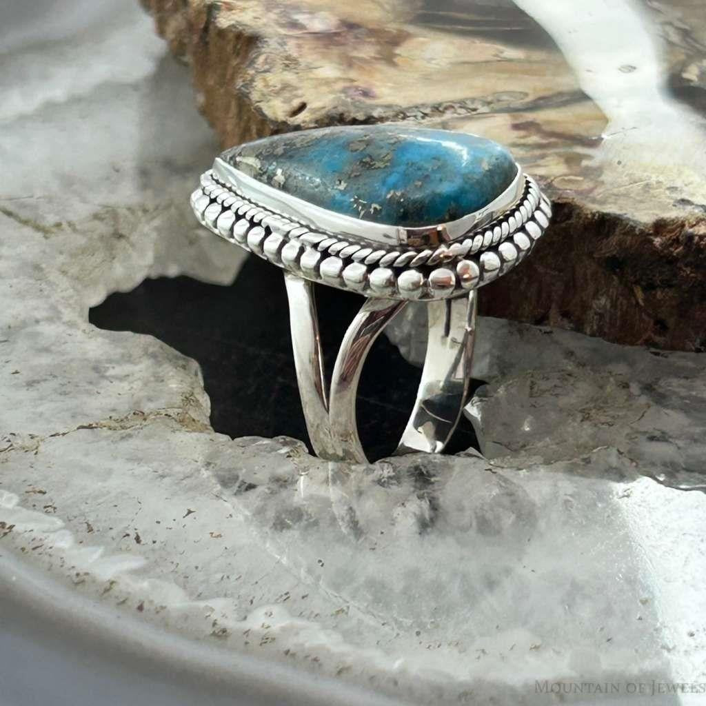 Sterling Silver Southwestern Style Teardrop Shattuckite Decorated Ring Size 6.5 For Women