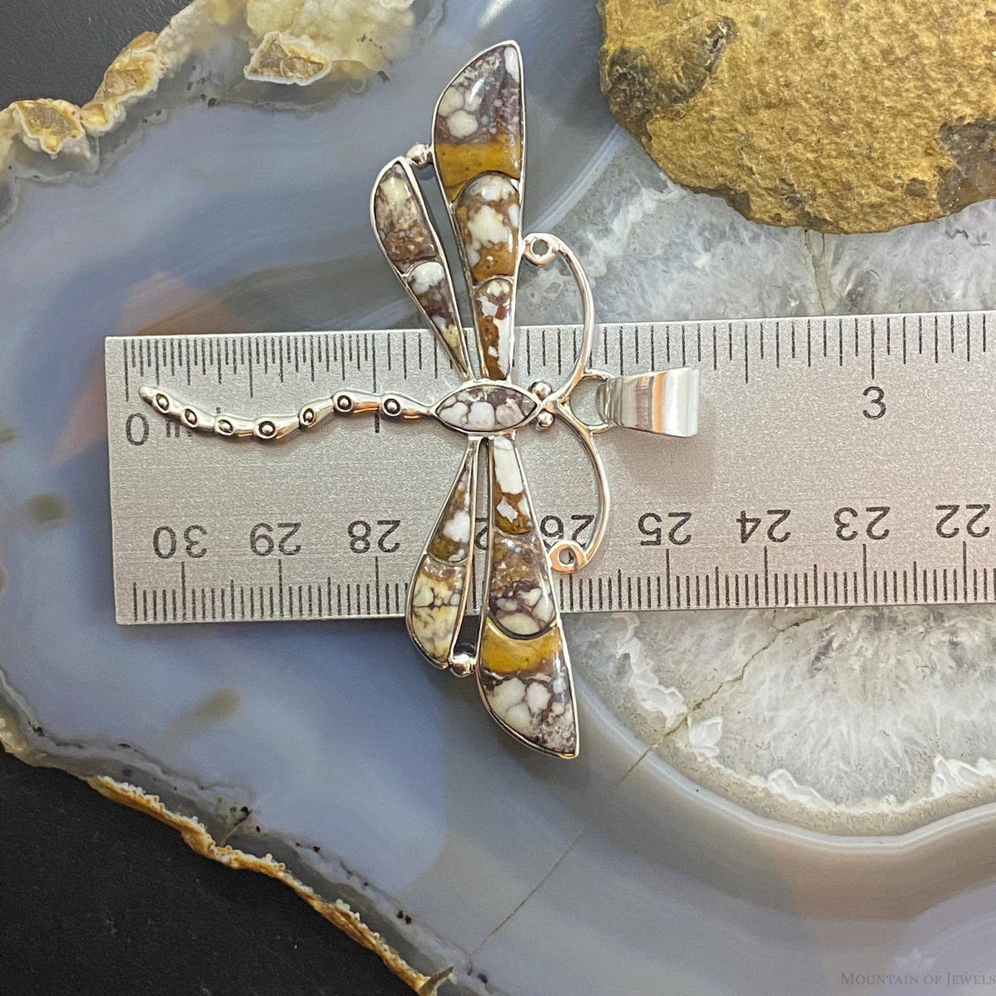 Native American Sterling Silver Wild Horse Dragonfly Pendant For Women