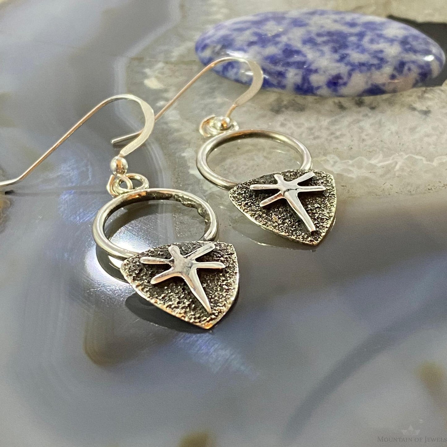 Alex Sanchez Native American Sterling Silver Petroglyph Dragonfly Dangle Earrings For Women