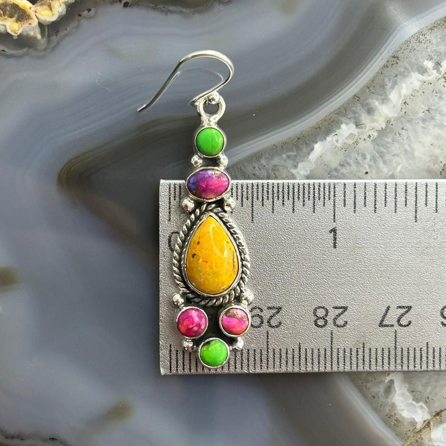 Sterling Silver Southwestern Style Multistone Dangle Earrings For Women #6