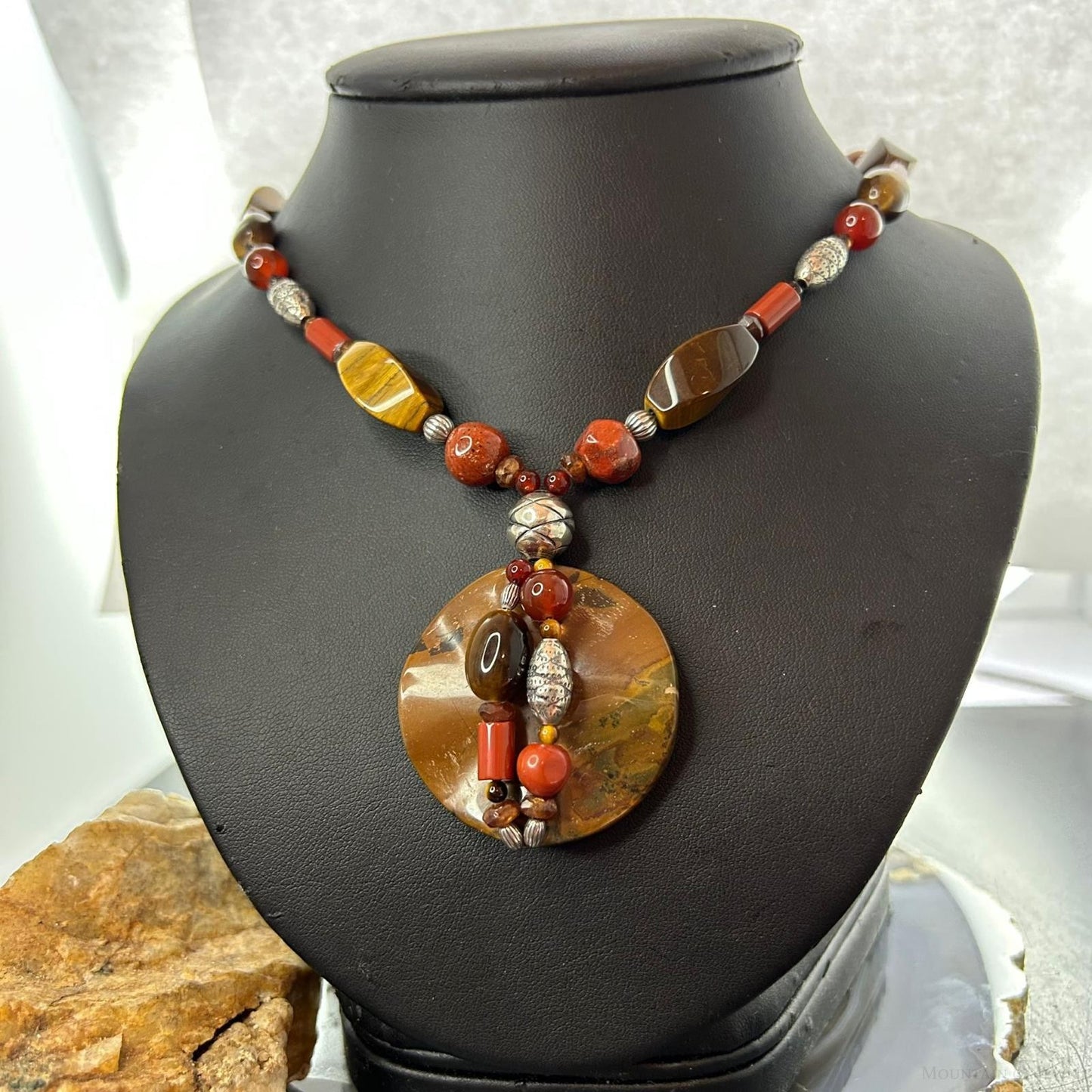 Carolyn Pollack Southwestern Style Sterling Silver Multi Stone Beads Necklace For Women