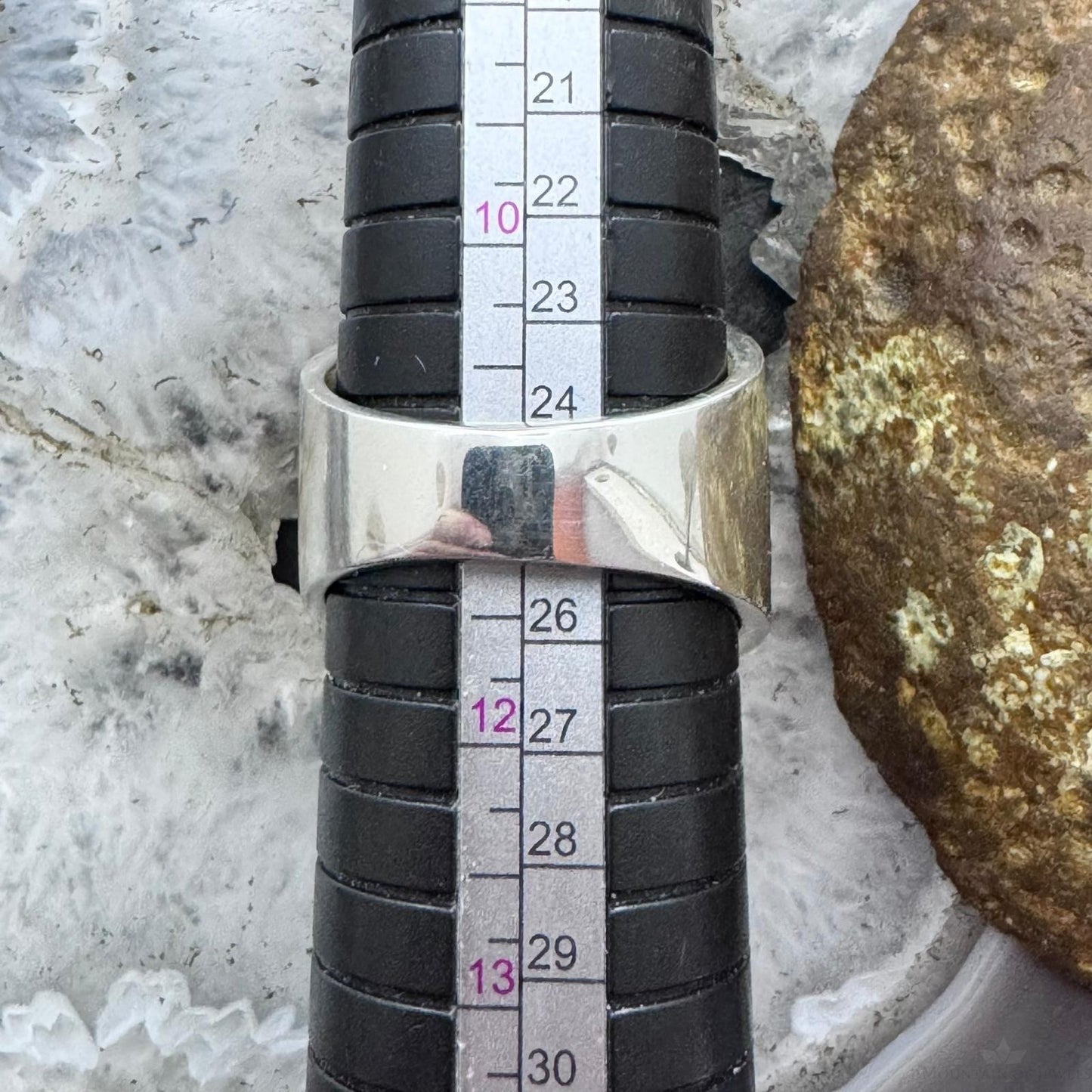 Sterling Silver Five Row Carved Solid Fashion Unisex Ring, Taxco Mexico
