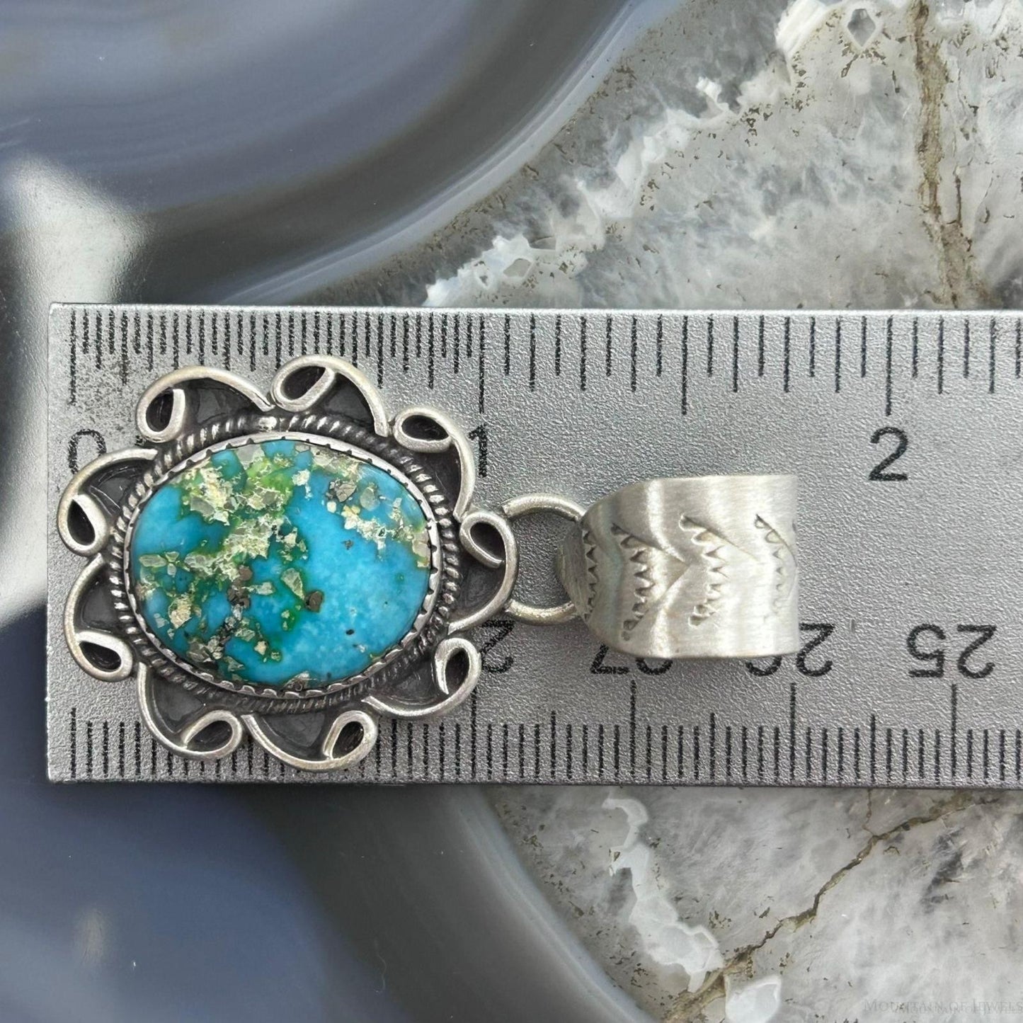 Sterling Silver Southwestern Style Round Sonora Gold Turquoise Pendant For Women