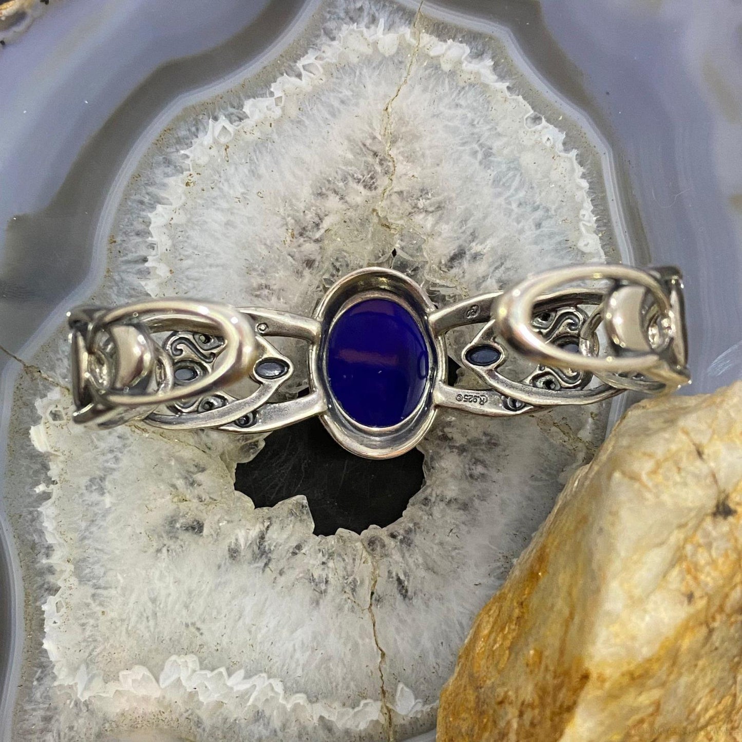 Carolyn Pollack Sterling Silver Lapis & Multi Gemstone Decorated Bracelet For Women