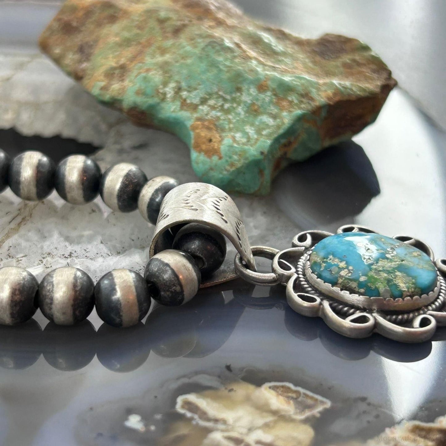 Sterling Silver Southwestern Style Round Sonora Gold Turquoise Pendant For Women