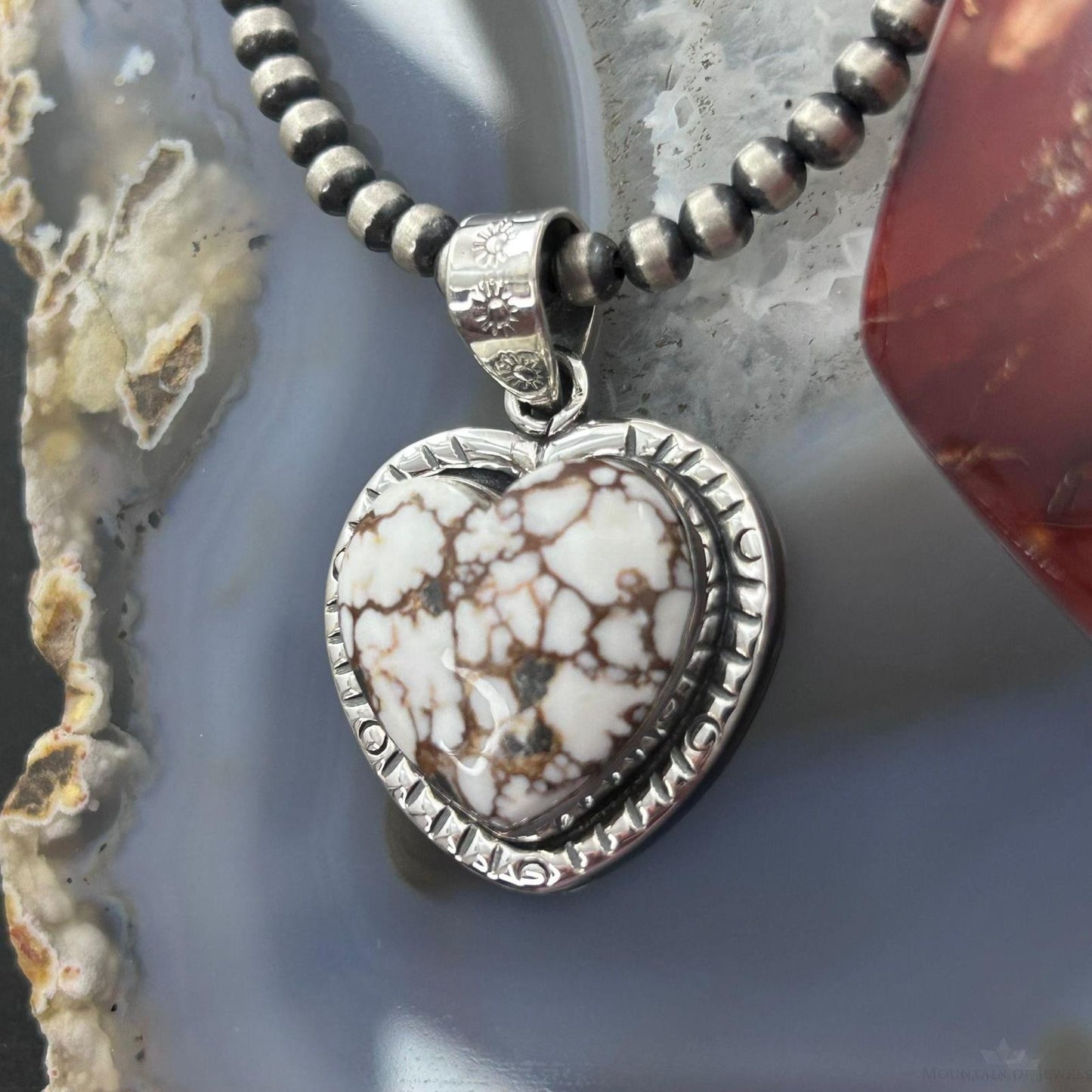 Sterling Silver Southwestern Style Wild Horse Decorated Heart Pendant For Women