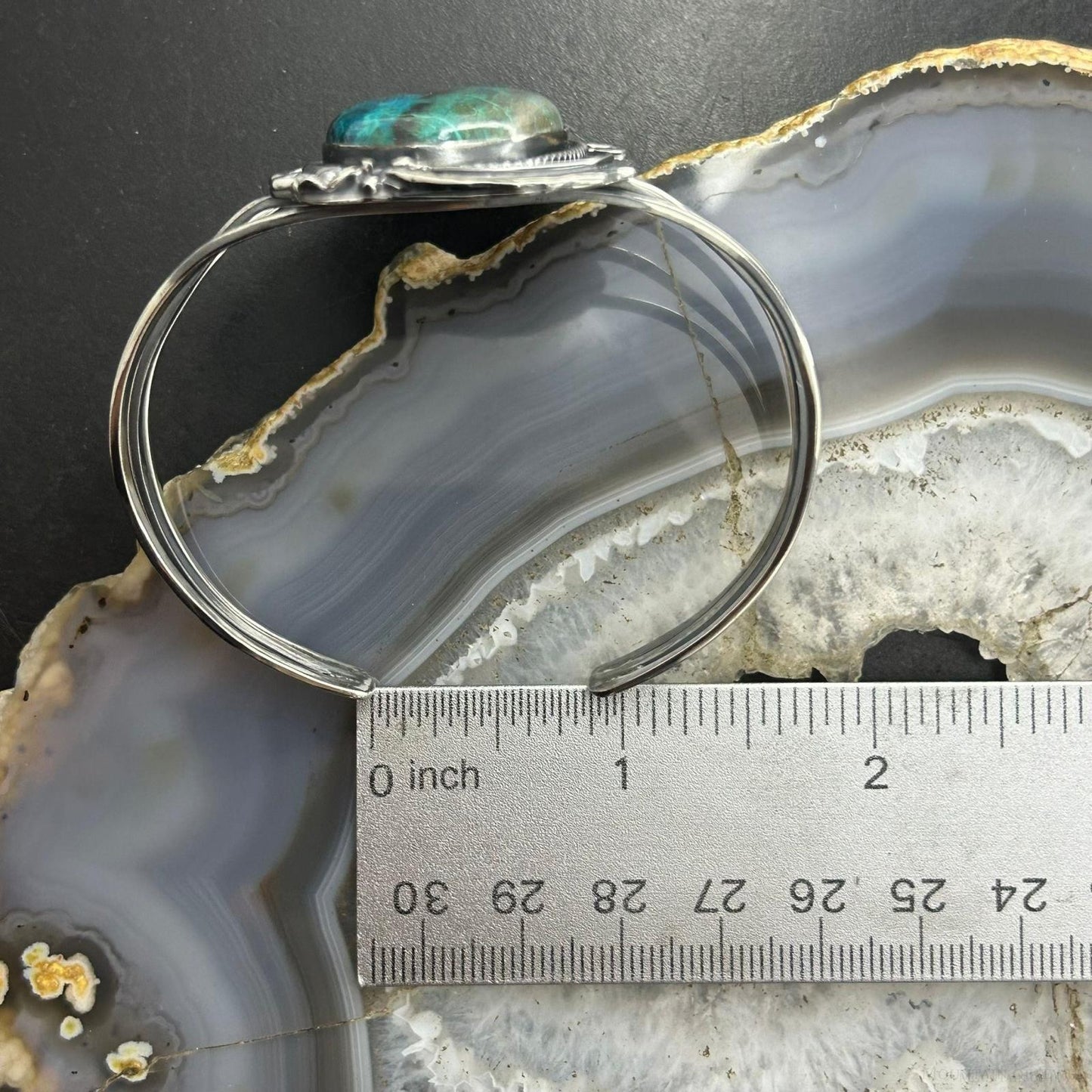 Sterling Silver Southwestern Style Large Oval Shattuckite Bracelet For Women #1